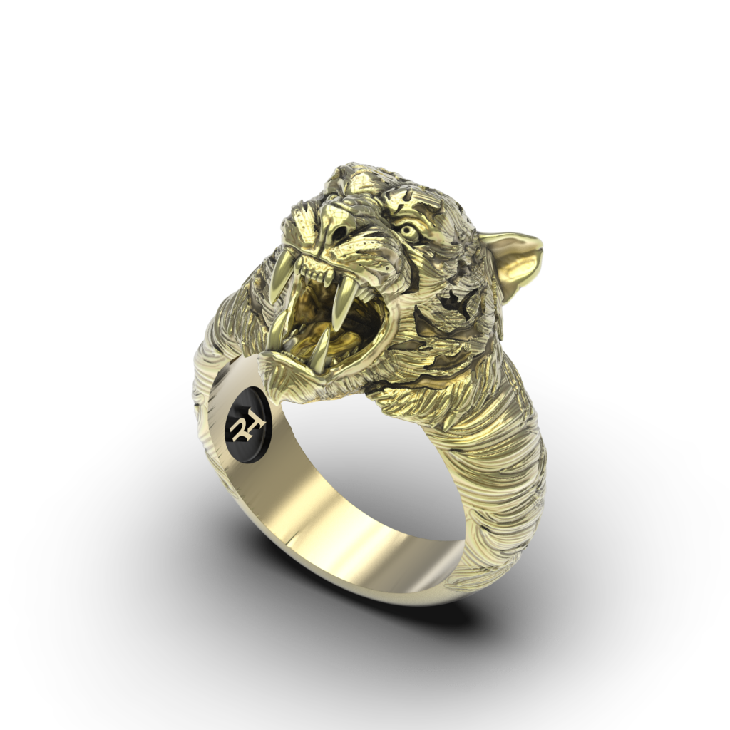 Tigre anillo - anillo ciclista - para hombre - acero inoxidable titanio acero  anillo - anillo de cabeza de tigre pa…